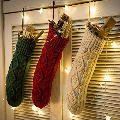 Meiosuns Божиќни чорапи кабел плетени порибување Божиќни украси Гуди торби подарок камин Божиќни дрвја за порибување украси за празници