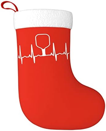 Yuyuy Pickleball срцето зачувување на срцето Божиќно порибување Декорација на одмор камин виси чорапи 18 инчи чорапи
