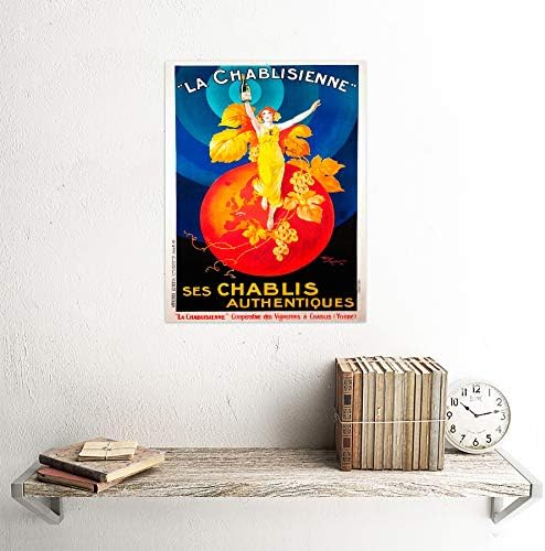 Wee Blue COO реклама Chablis Wine France Artistic Vintage Art Print Print Wallид декор 12x16 инчи