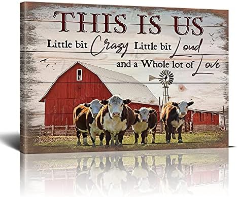 Влечење рустикална фарма крава wallидна уметност Ова е американска крава штала земја платно печати слики врамени слики модерни домашни