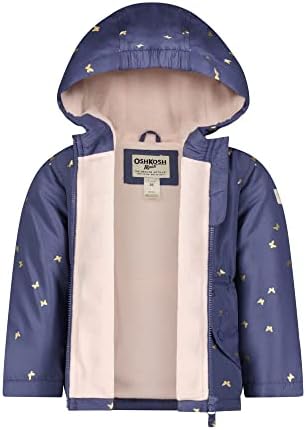 Зимски палто на Ошкош Б Бој, бебе девојчиња, морнарица со стилски метален дизајн на пеперутка