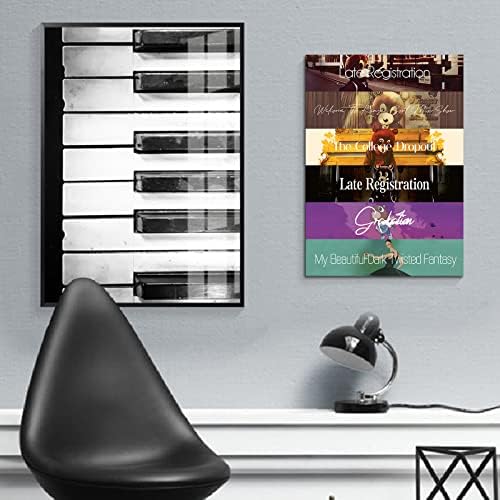 Канје Вест Постер музички албум насловната HD печатење на платно сликарство wallидна уметност за дневна соба декор момче подарок, нераспорен
