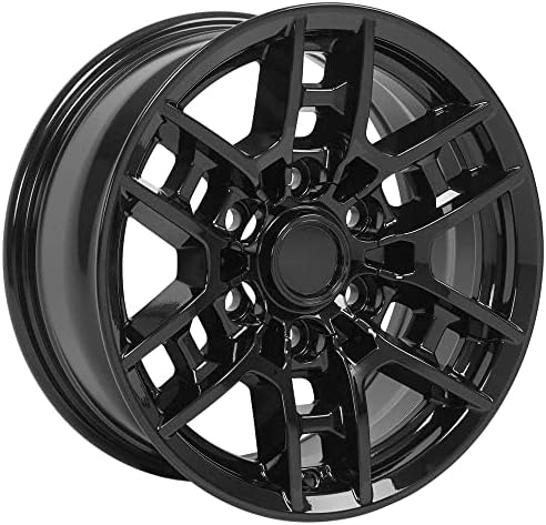 OE Wheels LLC 16 инчи бандажи одговара на такома trd Ty17 сјајно црно црно 16х7 бандажи поставени