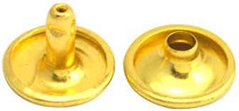 Wuuycoky Златно двојно капаче од кожени метални метални метални капачиња 9мм и пост 8мм пакет од 100 комплети
