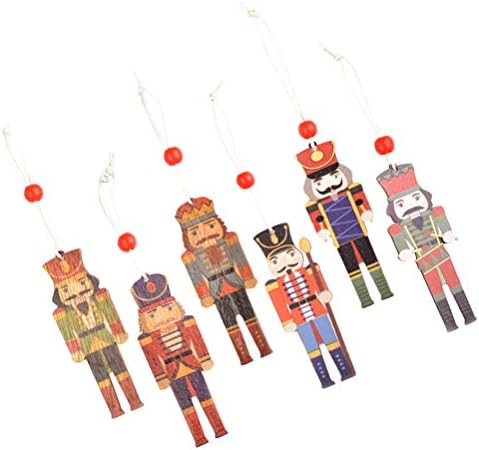 Aboofan 6pcs обоена сликарство за приврзоци на приврзоци на оревчести војници виси украси дрвени приврзоци Божиќна декорација