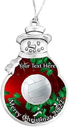 Одбојка Среќен Божиќен сребрен украс подарок снежен човек снегулка или сијалица персонализирана Изберете го вашиот текст