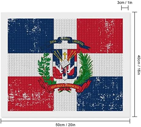 Ретро доминиканска република знаме Дијамантски комплети за сликање 5d DIY целосна вежба Rhinestone Arts Wallид декор за возрасни 16 x20