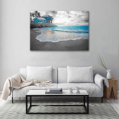 XF платно wallидна уметност за бања - црно -бела природа слики од пејзаж на пејзаж на океанот плажа, пејзажи, сценско слики уметнички