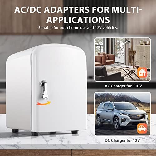 Мини фрижидер 4 литарски AC/DC заштеда на енергија за заштеда на енергија и потопол фрижидер, преносен личен фрижидер за канцеларија,