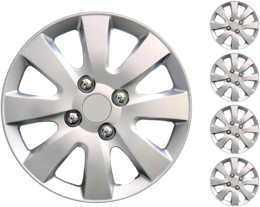 Копри сет од покривка од 4 тркала од 14 инчи сребрен Hubcap Snap-on одговара на Volkswagen VW