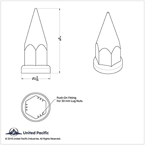 Обединети Пацифик 10570 33мм x 4 7/8 ”Хромирана пластика за супер шилести капаци на ореви, 33мм, фитинг на орев, додатоци за