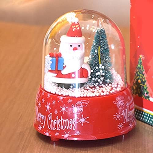 Божиќни украси во enенпех затворен, Божиќни снежни глобуси Симпатична Дедо Мраз снежна елка предводена Божиќна декор за таблети,