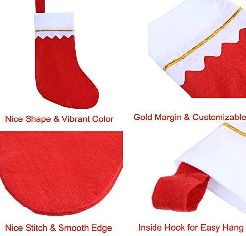 Asekonc 12 пакувања црвени почувствувани Божиќни чорапи поставени 15 инчи Божиќни чорапи за семеен одмор Божиќни забави украси
