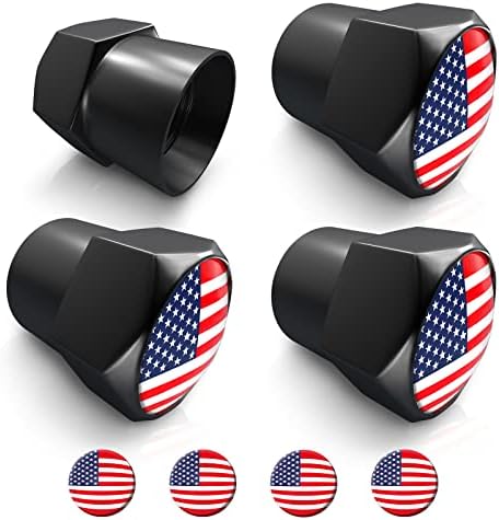 Ceyes American Flag Valve Caps Capps, Алуминиум во САД Капчиња за вентили за гуми, Универзални капаци за протекување на протекување за автомобили,