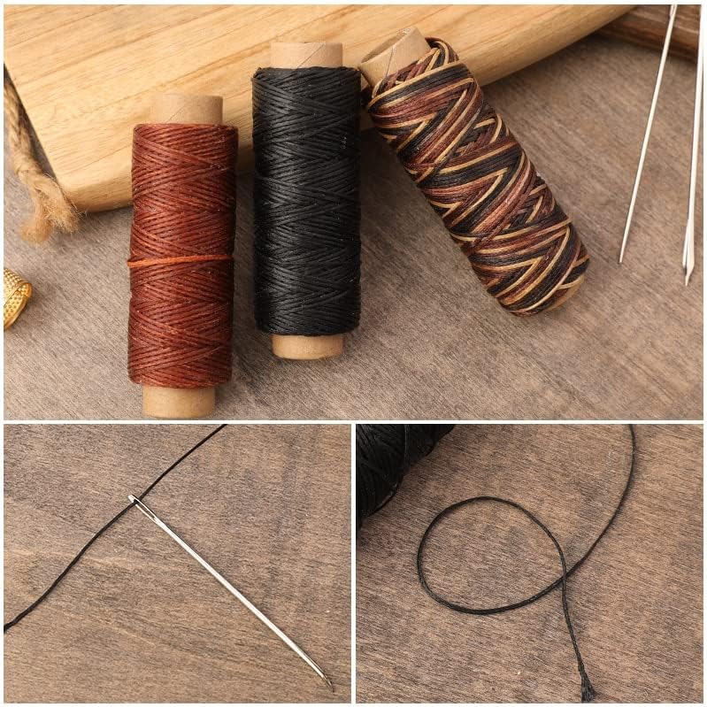 LMDZ 21PCS кожа занаетчиски занаетчиски зашиени восочни комплети за конец за кожни занаетчиски алатки за шиење игли за игли