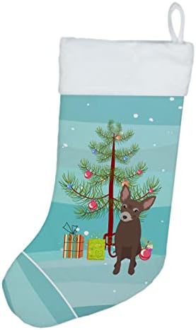 Богатства на Каролина WDK2975CS CHIHUAHUA чоколадо 2 Божиќно Божиќно порибување, камин виси чорапи Божиќна сезона забава Декорации за семејни