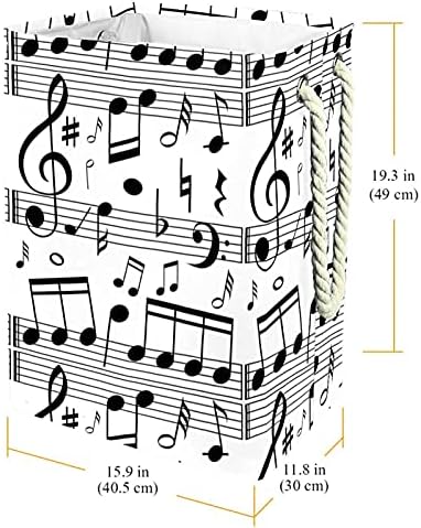 Корпа за перење со Рачки Водоотпорна Склопувачка Пречка За Перење За Канти За Складирање Детска Соба Домашен Организатор Црно-Бели Музички Ноти На Вага, 19, 3х11, 8х15, 9