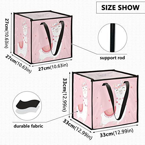 Симпатична Лама Розова Корпа За Складирање Склопувачка Корпа За Складирање Играчки Коцка Корпа За Перење Водоотпорна Расадник Со Рачки За