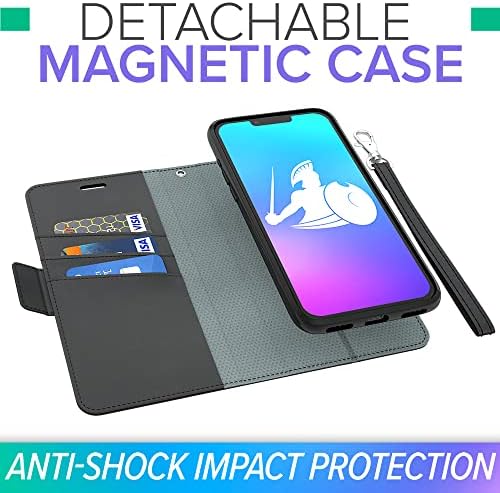 Заштита на EMF од DefenderShield и 5G анти -зрачење iPhone 13 Pro Max Case - РФИД блокирање на емф штит одвојување на паричникот