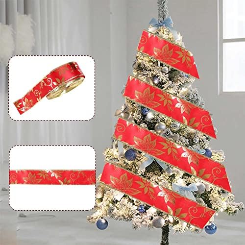 HHMEI Божиќна лента за подароци за подароци за подароци за пакување лента елка DIY декорација Божиќна декорација sgcabinffqkkk2aw