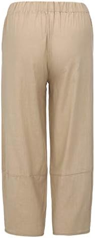 Xiloccerенски женски капри за пешачење панталони обични цврсти бендови жени памучни панталони панталони Еластични панталони лабави широки