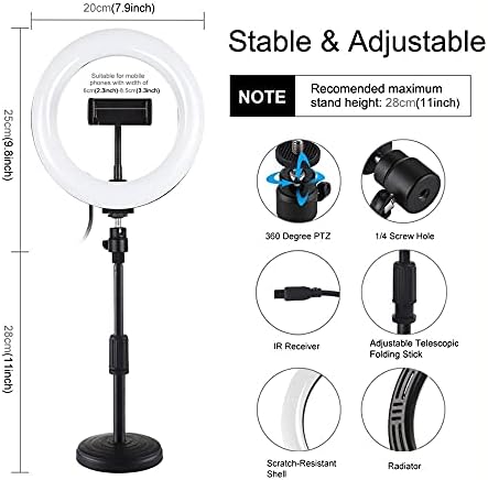 LEPSJGC 7.9 Инчен Селфи Прстен Светло Со Држач За Мобилен Држач За Видео Фотографија НА TIKTOK LED Прстен Светлосен Комплет Во Живо