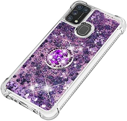 Снопови за покривање на куќишта Компатибилен со Samsung Galaxy M31, Quicksand Series Glitter што тече течно лебдечки девојки жени, жени телефонски
