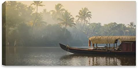Постери за пејзаж Керала крајбрежје на Индија езеро едриличарски брод крстаречки брод декор постери платно wallидни уметности за wallидни украси за простории декор з?