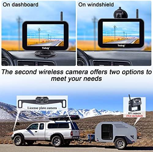 Yakry Wireless Backup Camera HD 1080P 5 инчи монитор 2 канали комплет систем Bluetooth hitch Заден поглед Обратно камперски автомобил