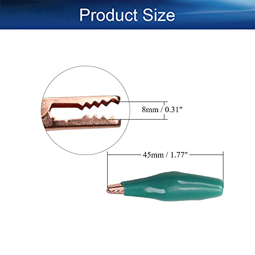 Heyaarbeit 10pcs 5a Алигатор Клип Бакар Бакар Обложени Алигатор Клип Со Изолациски Заштитен Капак Крокодил Стеги Скокач Помошник Зелена