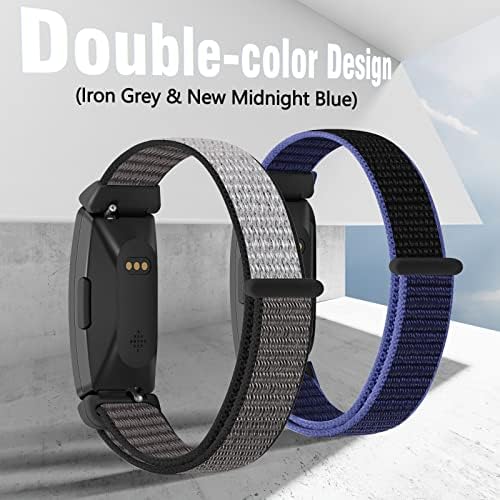 Bcockood Nylon Sport Loop Band компатибилен со Fitbit Inspire 3/Inspire 2/Inspire HR/Inspire/Fitbit Ace 3/Ace 2 За жени мажи деца, мека