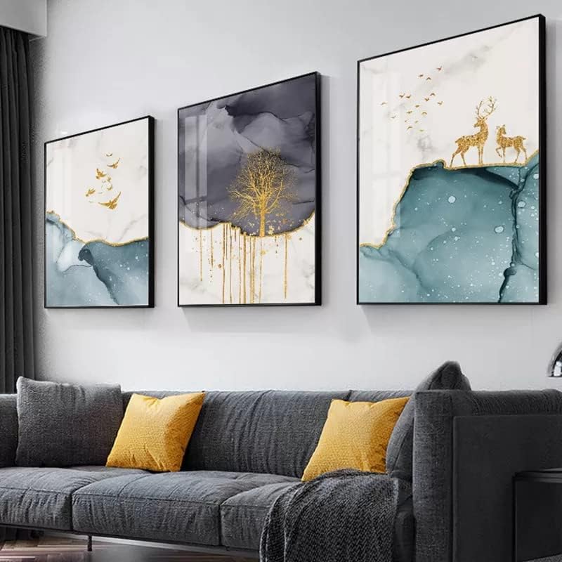 Апстрактна природа Златна фолија Пејзаж Пејс Платно слика 15,7 x 23,6