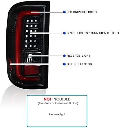 SPEC-D Подесување Млаз Црно Домување Јасна Леќа Црвена LED Бар Опашка Светла Компатибилен со 2014-2018 GMC Сиера 1500, 2014-2018 GMC Сиера
