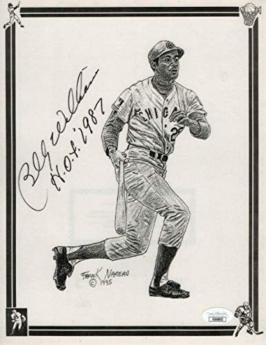 Били Вилијамс потпиша автограм 8.5x11 Печати ламинирани младенчиња HOF 1987 JSA GG68693 - Автограмиран MLB Art