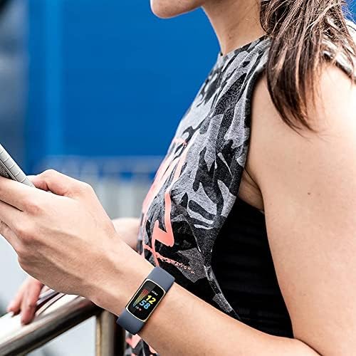 Бенд Компатибилен Со Fitbit Полнење 5 Бендови За Жени Мажи Мали Големи, Шема Часовник Бенд Ремен Нараквици За Fitbit Полнење 5, Црна)