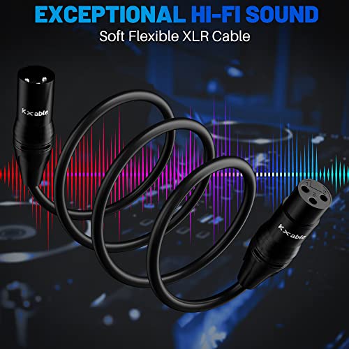 XLR микрофон кабел 50 стапки, траен и флексибилен кабел за лепенка, 3 пински заштитени избалансиран маж до женски микро кабел за засилувач,