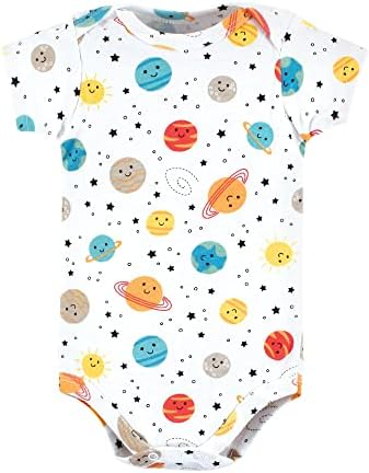 Хадсон Бебе унисекс Бебе памучни каросерии, среќни планети, 3-6 месеци
