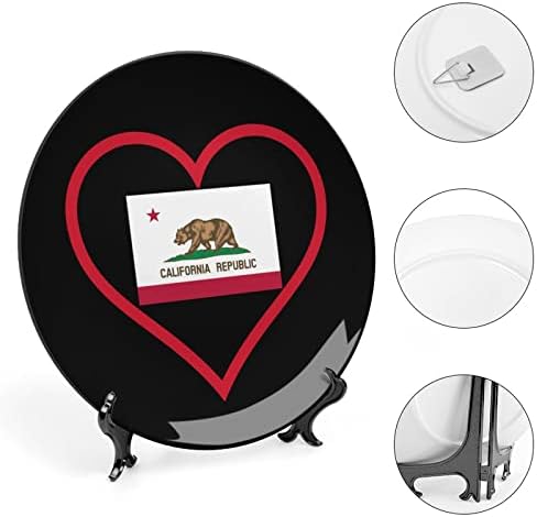 Ја сакам Калифорнија Црвена срце коска Кина Декоративна чинија Керамички плочи занает со приказ за домашна канцеларија wallид декорација