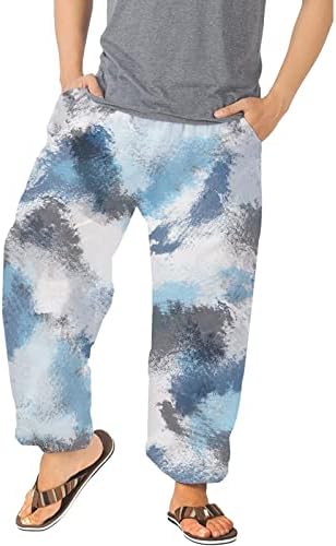 Миашуи пети лизгачки панталони Обични разноврсни сите печати лабава плус големина панталони модни панталони со џебни плажа 6 пена