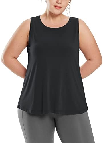 Балаф женски плус големина резервоар за вежбање врвови лабави вклопувани кошули за вежбање без ракави