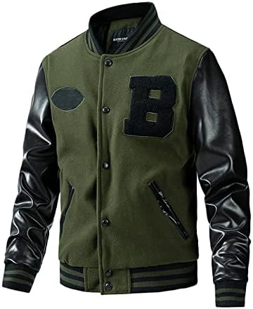 Бејзбол палта на Dyguyth Hiphop Mens Classic Color Blood Blood Blood Raglan Bomber јакни, случајно тенок фит спортска надворешна