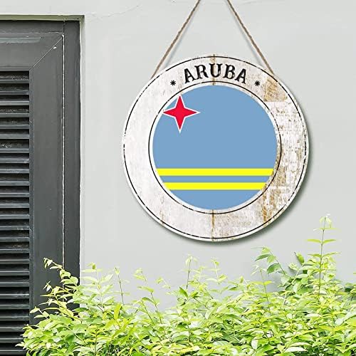 Аруба Кантри знамето околу дрвената уметност плакета Аруба добредојде врата закачалка Национална знаме сувенир Подарок подарок wallид