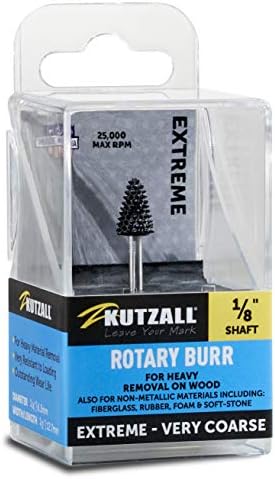 Kutzall Extreme Taper Rotary Burr, 1⁄8 вратило, многу груба - обработка на дрва за Дремел, Foredom, DeWalt, Milwaukee. Абразивен волфрам