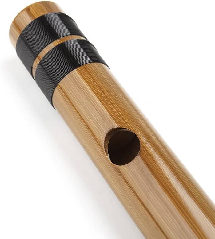 Јапонски бамбус флејта со црни линии 7/8 рачно изработен бамбус музички инструмент