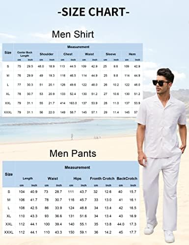 Turetrendy Men Постелнината поставува облеки 2 парчиња копче за плажа надолу од кошула за вез