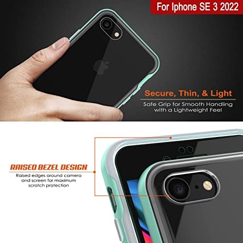 Панк-кутија За Iphone SE 2022 Случај [Lucid 3.0 Серија] [Тенок Фит] [Јасно Назад] Заштитен Капак W/Интегриран Kickstand &засилувач; Заштитник На Екранот PUNKSHIELD за iPhone SE 2022 [Teal]