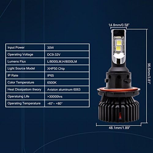 TUINCYN H13/9008 LED Светилки За Фарови Исклучително Светли 6500k Hi/Lo Светилки За Магла Со Зрак 10000 Лумени XHP50 LED Чипови Комплет За Конверзија