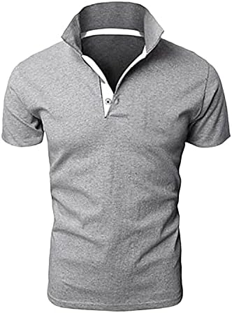 Машка лаптоп Поло кошула лаптоп врат голф тенок краток ракав цврст копче обичен пуловер на отворено блуза Основни маички врвови