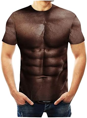 Смешни маици за мажи со кратки ракави со кратки ракави, 3Д мускули, печатени грда летна блуза обична улична облека хип хоп кошули