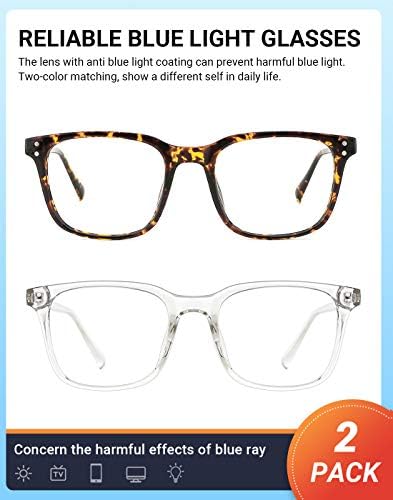 Мимое Сино Светло Блокирање Очила За Жени/Мажи/Тинејџери, Преголеми Квадратни Модни Очила, Игри/ТВ/Телефони Очила